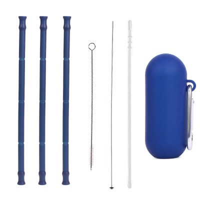 Reusable Silicone Drinking Straws with Case Big Size Long Flexible Straws 1pc Cleaning Brushes Included