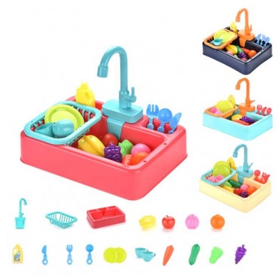 Children Kitchen Accessories Pretend Play Electric Wash-up Toy For Kids Plastic Sink Toy Set